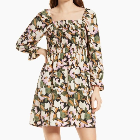 NEW Vero Moda Karina Blouson Mini Dress Hui Floral Print Cottage Babydoll S NWT - Picture 1 of 16